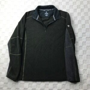 Kuhl Sweater Mens Medium Green 1/4 Zip Revel Fleece Mock Neck Sweatshirt